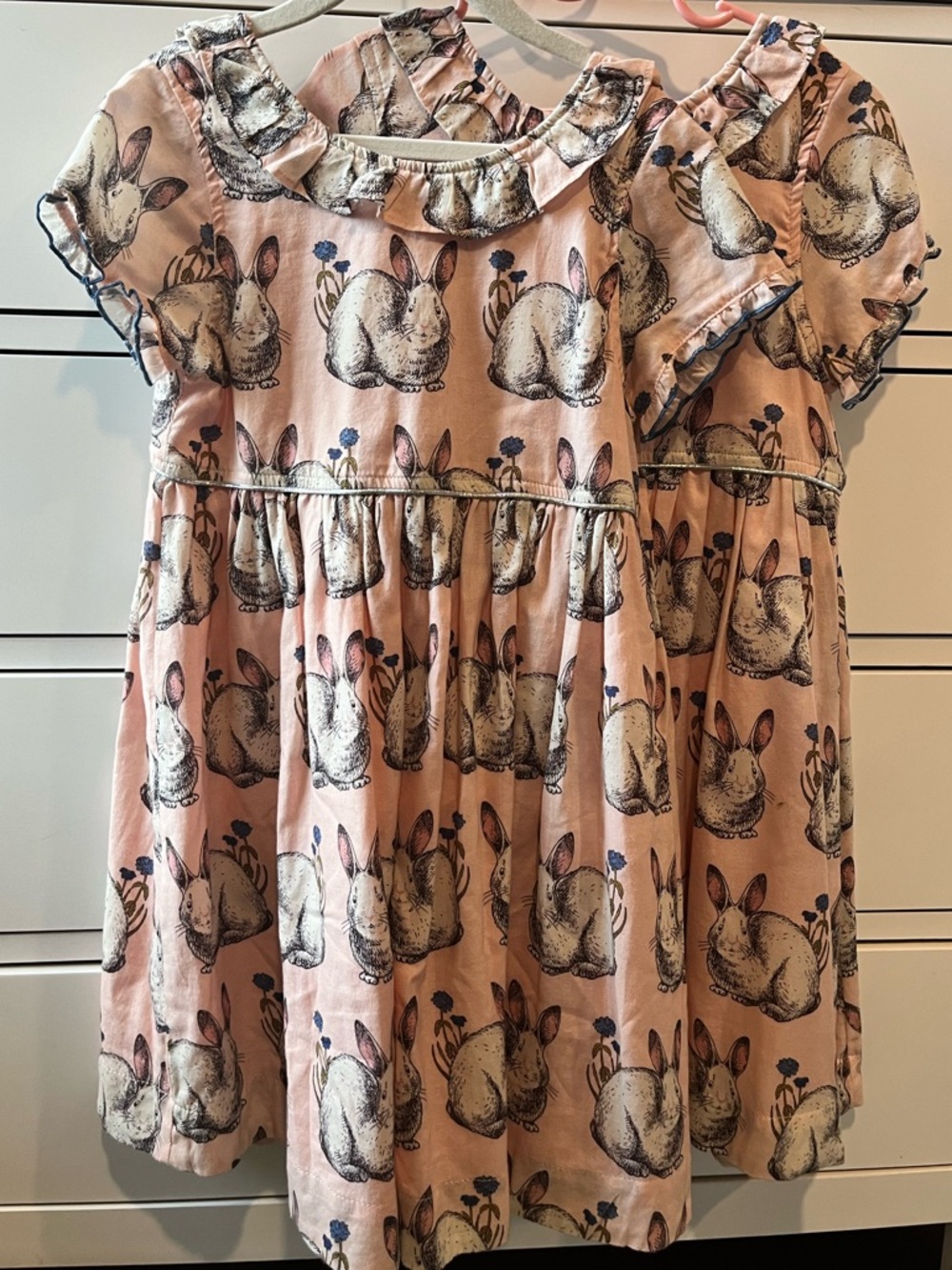 Pink Chicken Bunny Dress. Matching sister set available.
